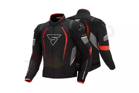 Shima Solid Jacket motorcykeljakke i tekstil sort grå rød M-3