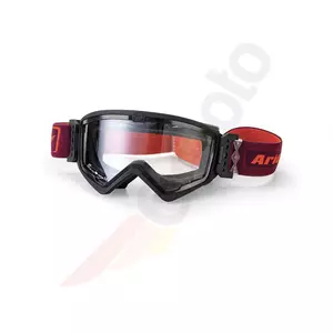Ariete Mudmax Easy motorcykelbriller sort/rød gennemsigtig linse - 14940-ENNR