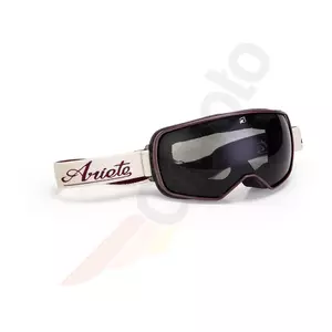 Motocyklové okuliare Ariete Feather Lite Cafe Racer s popruhom krémové tónované sklo - 14920-LGCG