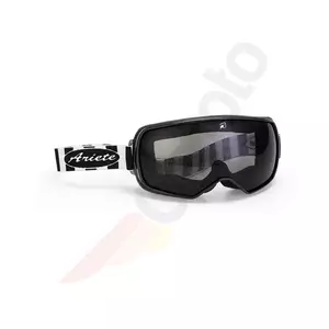 Очила за мотоциклет Ariete Feather Lite Cafe Racer на ивици с бяло/черно затъмнено стъкло - 14920-LNBL