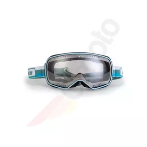 Ariete Feather Cafe Racer motorbril band wit/turquoise gespiegeld glas lichtgevoelig-1