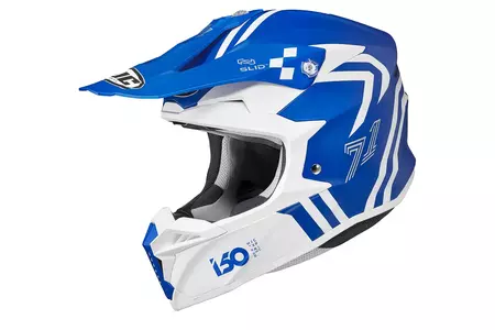HJC I50 HEX WHITE/BLUE L enduro motociklininko šalmas - I50-HEX-MC2SF-L