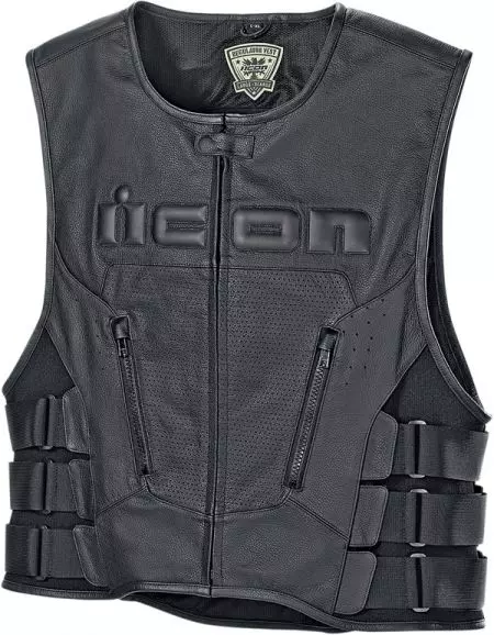 ICON Regulator D3O kožená vesta na motorku čierna L/XL - 2830-0392