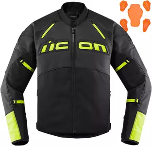 ICON Contra2 usnjena motoristična jakna črna/rumena fluo M-1
