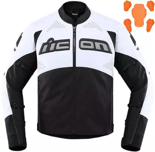 ICON Contra2 perforirana usnjena motoristična jakna bela M-1