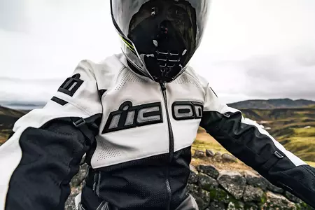 ICON Contra2 jachetă de motocicletă din piele perforată ICON Contra2 alb M-3