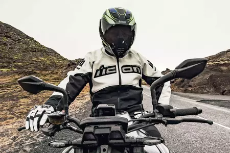 ICON Contra2 motorcykeljakke i perforeret læder hvid M-5