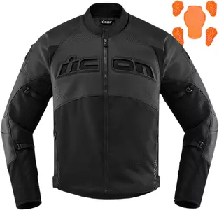 ICON Contra2 перфорирано кожено яке за мотоциклет черно M-1
