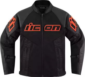 Casaco de motociclismo em pele ICON Mesh AF preto/vermelho M-1