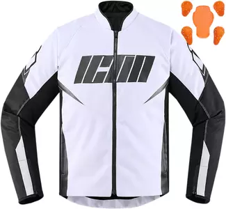 ICON Hooligan textilná bunda na motorku biela 3XL - 2820-5315