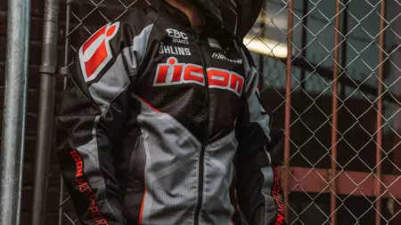 ICON Hooligan Ultrabolt tekstilna motoristična jakna črno-siva M-12