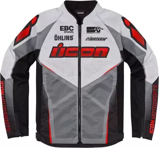 ICON Hooligan Ultrabolt grå-rød motorcykeljakke i tekstil S - 2820-5540