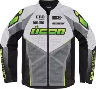 ICON Hooligan Ultrabolt grau-grüne Textil-Motorradjacke M-1