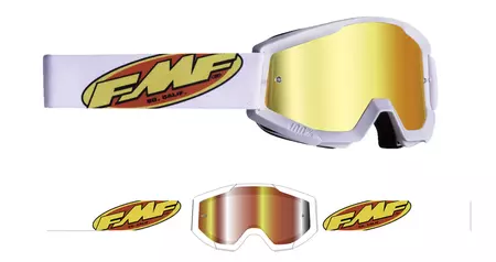 FMF Mládežnícke motocyklové okuliare Powercore Core White zrkadlové sklo červené-2