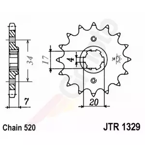 Forreste tandhjul JT JTF1329.12, 12z størrelse 520-1