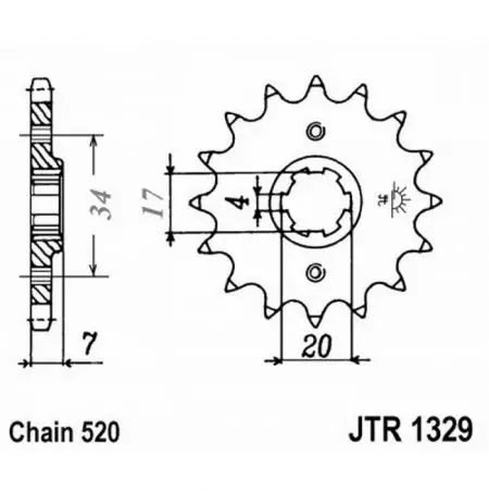 JT JTF1329.12 prednji lančanik, 12z, veličina 520-2