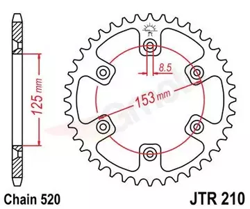 JT JTA210.46RED aluminijasti zadnji zobnik, 46z, velikost 520 rdeča - JTA210.46RED