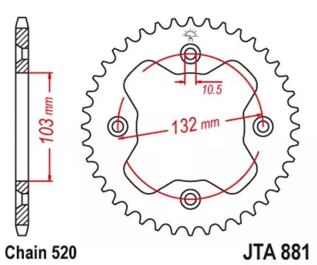 JT JTA881.38ORG pignon arrière en aluminium, 38z taille 520 orange-2
