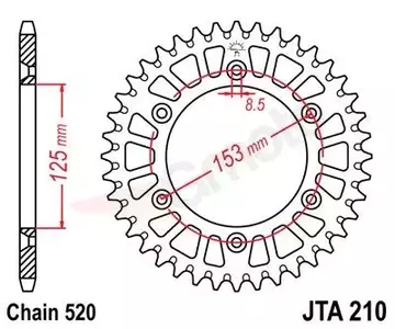 JT duralumiininen takaketju JTX210.51RED, 51z koko 520 punainen-2