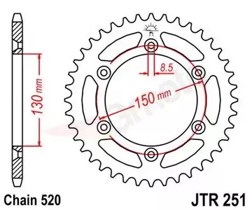 Bakre kedjehjul i Duralumin JT JTX251.48GLD, 48z storlek 520 guld-2