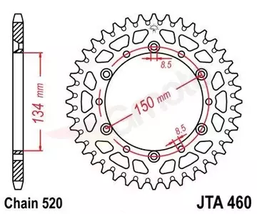 Дуралуминиево задно зъбно колело JT JTX460.49GR, 49z размер 520 сиво-2