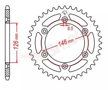 Bakre kedjehjul i Duralumin JT JTX808.51GR, 51z storlek 520 grå-2
