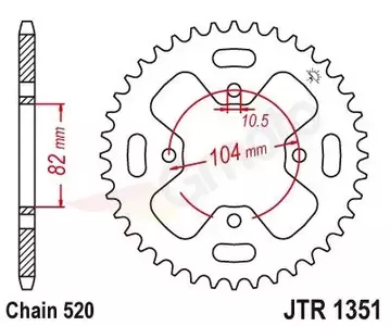 Kettenrad hinten Stahl JT JTR1351.40, 40 Zähne Teilung 520 - JTR1351.40