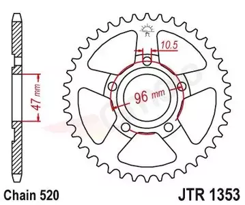 Zębatka tył stalowa JT JTR1353.40, 40z rozmiar 520 - JTR1353.40