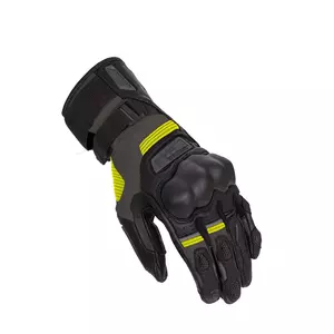 Mănuși de motocicletă din piele Rebelhorn Range negru-antracit-galben fluo S-2