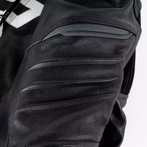 Casaco de motociclista em pele Rebelhorn Veloce preto e branco 62-10