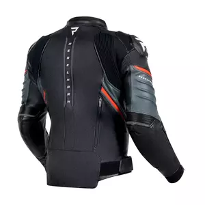 Casaco de motociclismo em pele Rebelhorn Veloce preto-cinzento fluo vermelho 50-2