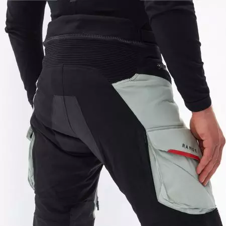 Calças de motociclista em tecido cinzento-preto-vermelho da gama Rebelhorn XL-8