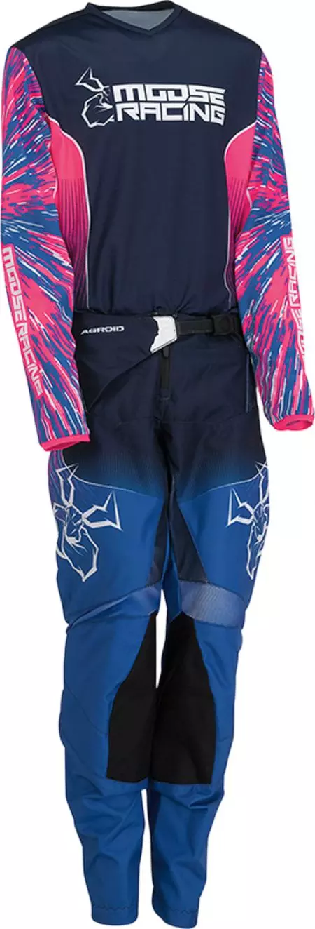 Moose Racing Agroid cross enduro-tröja för ungdomar svart och rosa L-2