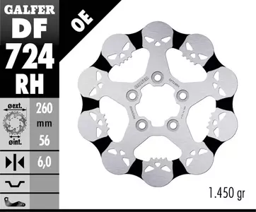 Galfer bremseskive med kraniemønster - DF724RH