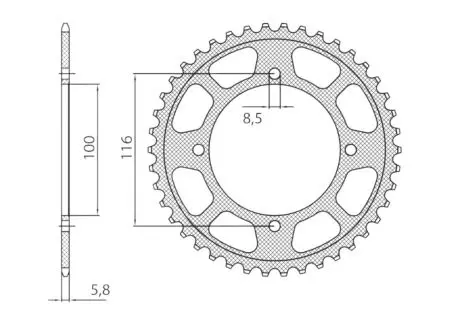 Zadné hliníkové reťazové koleso Sunstar SUNR5-1423-53 veľkosť 420-2