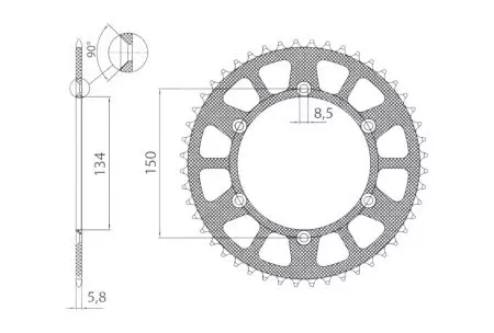 Sunstar aluminium tandhjul bagpå SUNR5-3619-46 størrelse 520 (JTR460.46)-2