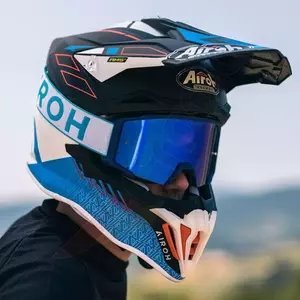 Airoh Blast XR1 Blue Matt Motorradbrille Blau verspiegelte Scheibe (1 Scheibe enthalten)-4