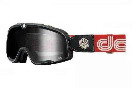 Occhiali da moto 100% Percent Barstow Deus modello marrone chiaro/rosso/nero colore vetro fumé-1