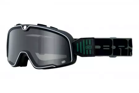 Motocyklové brýle 100% procento Barstow Kalmus model barva černá/zelená/bílá kouřová skla-1