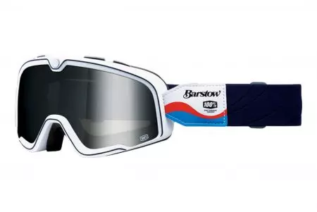 Motorbril 100% Procent Barstow Lucien model kleur wit/rood/blauw gerookt glas - 50000-00014