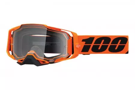 Motorcykelbriller 100% procent model Armega CW2 orange farve gennemsigtigt glas-1