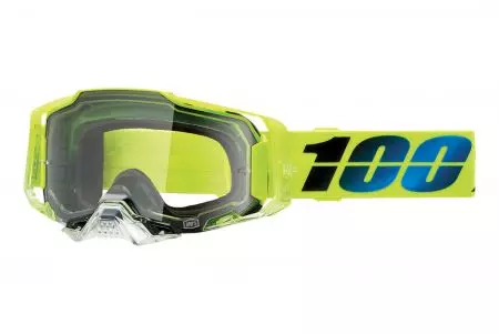 Γυαλιά μοτοσικλέτας 100% Ποσοστό μοντέλο Armega Koropi κίτρινο fluo διαφανές γυαλί-1