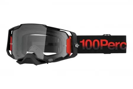 Motocyklové okuliare 100% Percent model Armega Tzar farba čierna/červená priehľadné sklo-1