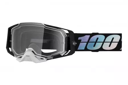 Occhiali da moto 100% Percent modello Armega Krisp colore bianco/blu/nero vetro trasparente-1