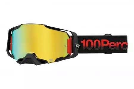 Motociklininko akiniai 100% Percent modelis Armega Tzar spalva raudona/juoda stiklas auksinis veidrodis-1