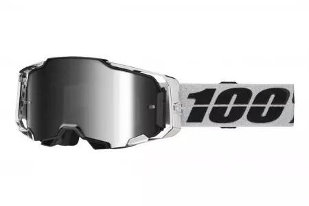 Occhiali da moto 100% Percent modello Armega Atac colore argento/nero vetro atattico specchio argento-1