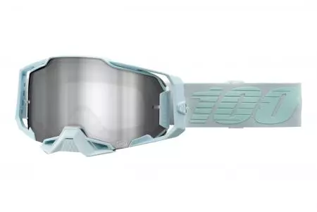Motorradbrille 100% Prozent Modell Armega Farbe blau/silber/cyran verspiegeltes Glas-1
