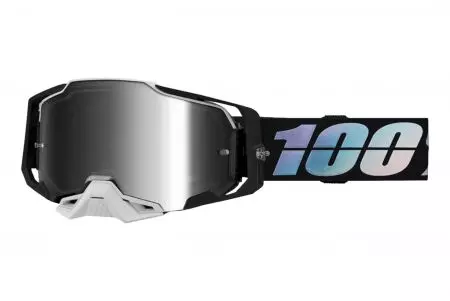 Motocikla aizsargbrilles 100% Percent modelis Armega krāsa balta/mzila/melna spoguļstikls-1