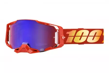 Motoros szemüveg 100% százalékos modell Armega piros/sárga tükrös üveggel-1
