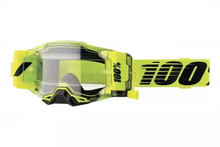 Óculos de proteção para motociclistas 100% Percentagem modelo Armega Forecast Nuclear Citrus amarelo fluo/preto lente transparente-1